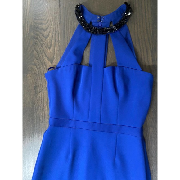 BCBG MAX AZRIA Leonara Beaded Halter Sheer Mesh Hem Maxi Gown Dress~2~Ret $448 - Picture 6 of 7